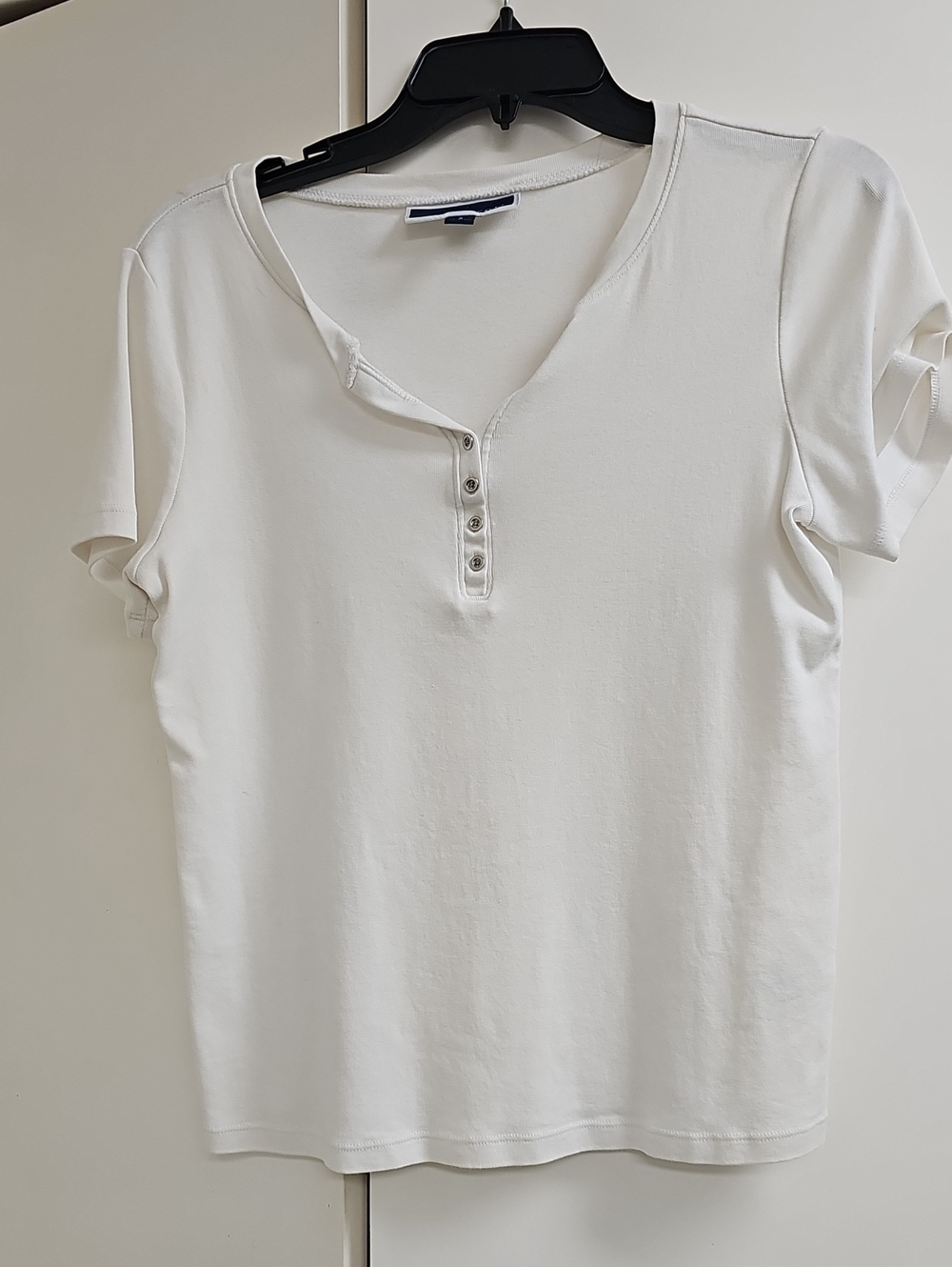 Karen Scott White Short Sleeve Henley Tee